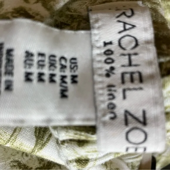 Rachel Zoe Cream and Green 100% Linen Floral Midi Skirt - Picture 4 of 4